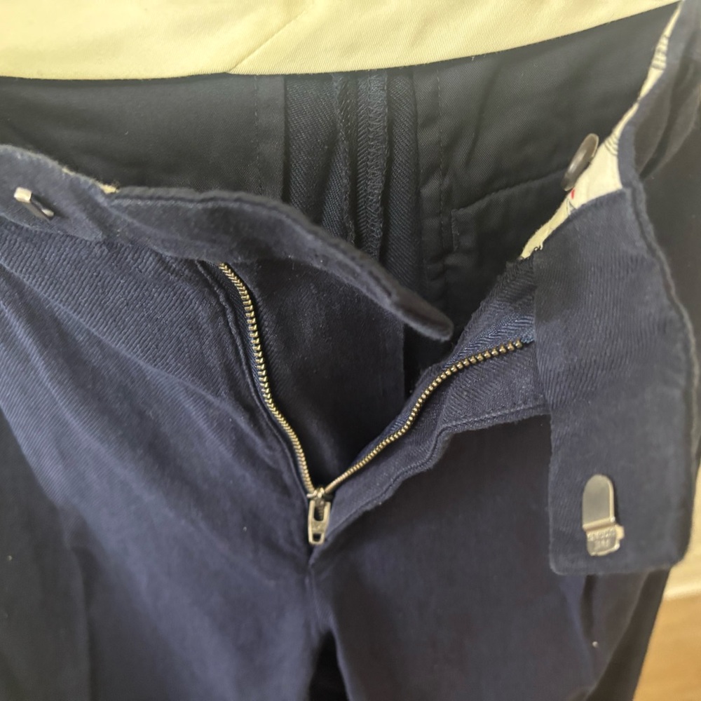 Uniqlo x Ines De La Fressange  Navy Blue Linen Cotton Tucked Tapered Trousers - Picture 6 of 8